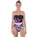 Scene Skull Splatter Tie Back One Piece Swimsuit