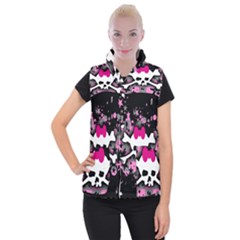 Scene Skull Splatter Women s Button Up Vest from ArtsNow.com