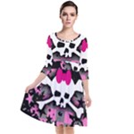 Scene Skull Splatter Quarter Sleeve Waist Band Dress