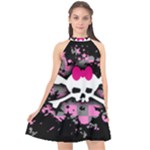 Scene Skull Splatter Halter Neckline Chiffon Dress 