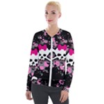 Scene Skull Splatter Velour Zip Up Jacket