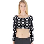 Skull and Crossbones Long Sleeve Crop Top