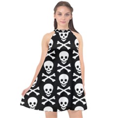 Halter Neckline Chiffon Dress  