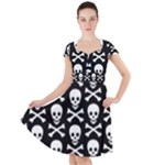 Skull and Crossbones Cap Sleeve Midi Dress