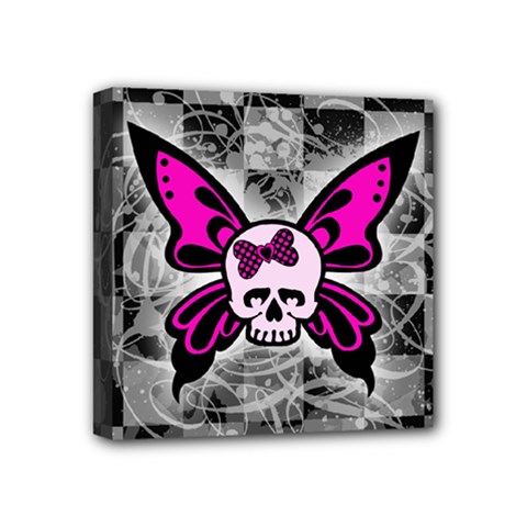 Skull Butterfly Mini Canvas 4  x 4  (Stretched) from ArtsNow.com