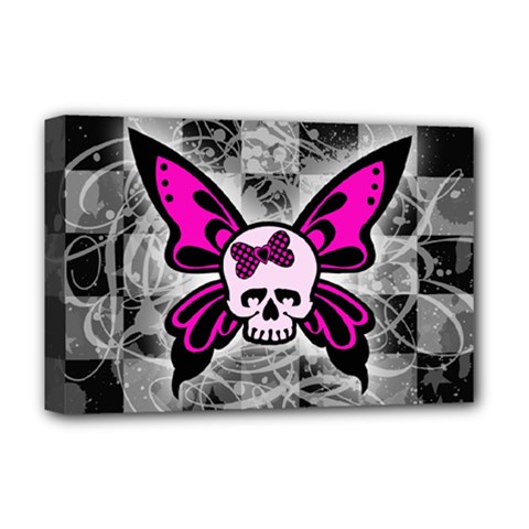 Skull Butterfly Deluxe Canvas 18  x 12  (Stretched) from ArtsNow.com