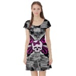 Skull Butterfly Short Sleeve Skater Dress