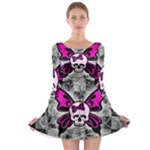 Skull Butterfly Long Sleeve Skater Dress