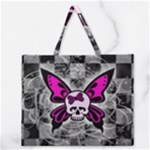 Skull Butterfly Zipper Large Tote Bag