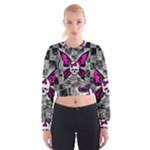 Skull Butterfly Cropped Sweatshirt