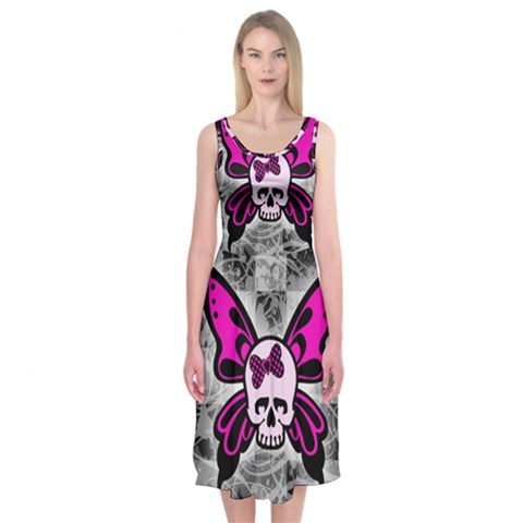 Skull Butterfly Midi Sleeveless Dress from ArtsNow.com
