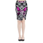 Skull Butterfly Midi Wrap Pencil Skirt