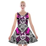 Skull Butterfly Velvet Skater Dress