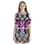 Skull Butterfly Shoulder Cutout Velvet One Piece