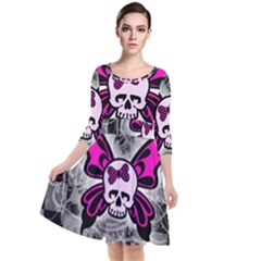 Quarter Sleeve Waist Band Dress 
