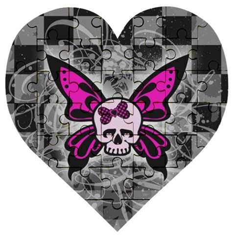 Skull Butterfly Wooden Puzzle Heart from ArtsNow.com