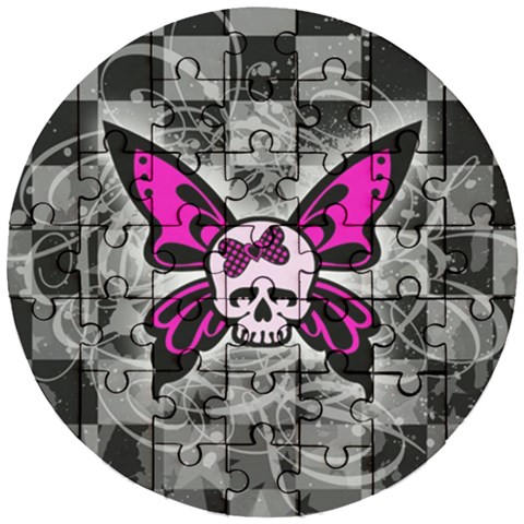 Skull Butterfly Wooden Puzzle Round from ArtsNow.com