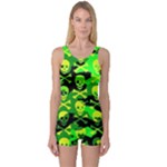 Skull Camouflage One Piece Boyleg Swimsuit