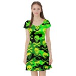 Skull Camouflage Short Sleeve Skater Dress