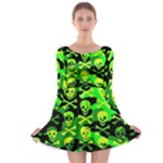 Skull Camouflage Long Sleeve Skater Dress