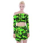 Skull Camouflage Off Shoulder Top with Mini Skirt Set