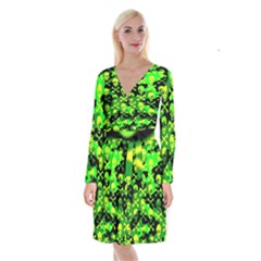 Long Sleeve Velvet Front Wrap Dress 