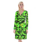 Skull Camouflage Long Sleeve Velvet Front Wrap Dress