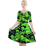 Skull Camouflage Quarter Sleeve A-Line Dress