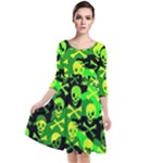 Skull Camouflage Quarter Sleeve Waist Band Dress