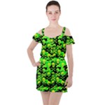 Skull Camouflage Ruffle Cut Out Chiffon Playsuit