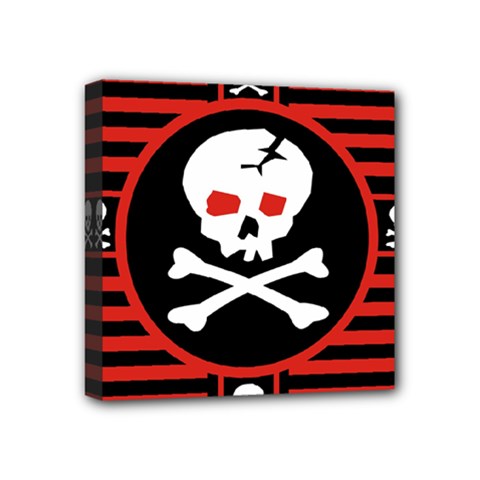 Skull Cross Mini Canvas 4  x 4  (Stretched) from ArtsNow.com