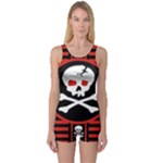 Skull Cross One Piece Boyleg Swimsuit