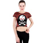 Skull Cross Crew Neck Crop Top