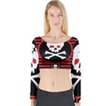 Skull Cross Long Sleeve Crop Top