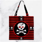 Skull Cross Zipper Grocery Tote Bag