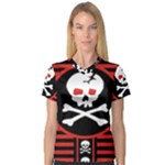 Skull Cross V-Neck Sport Mesh Tee