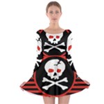 Skull Cross Long Sleeve Skater Dress