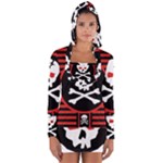 Skull Cross Long Sleeve Hooded T-shirt