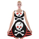 Skull Cross Velvet Skater Dress