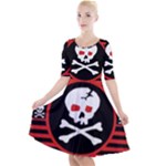 Skull Cross Quarter Sleeve A-Line Dress