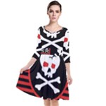 Skull Cross Quarter Sleeve Waist Band Dress