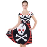 Skull Cross Cap Sleeve Midi Dress