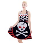 Skull Cross Halter Party Swing Dress 