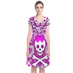 Skull Princess Short Sleeve Front Wrap Dress