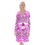 Skull Princess Long Sleeve Velvet Front Wrap Dress