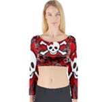 Skull Romance  Long Sleeve Crop Top