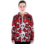 Skull Romance  Women s Zipper Hoodie