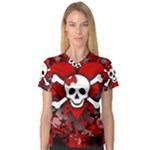 Skull Romance  V-Neck Sport Mesh Tee