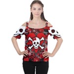 Skull Romance  Cutout Shoulder Tee