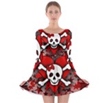 Skull Romance  Long Sleeve Skater Dress